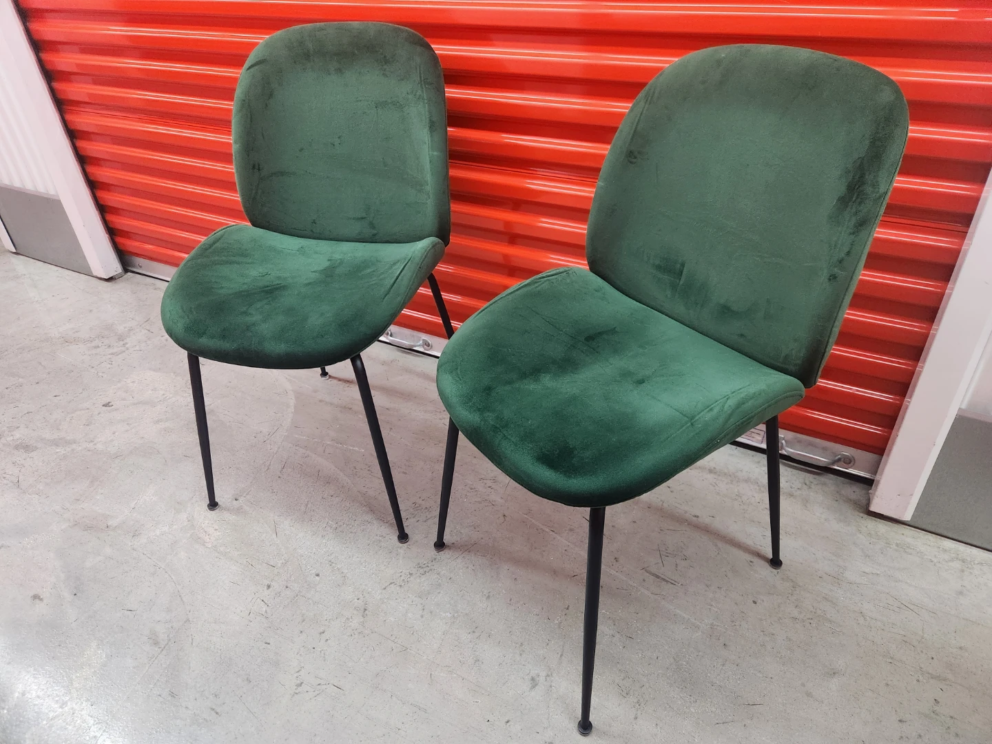 Set of Two Green Velvet Chairs