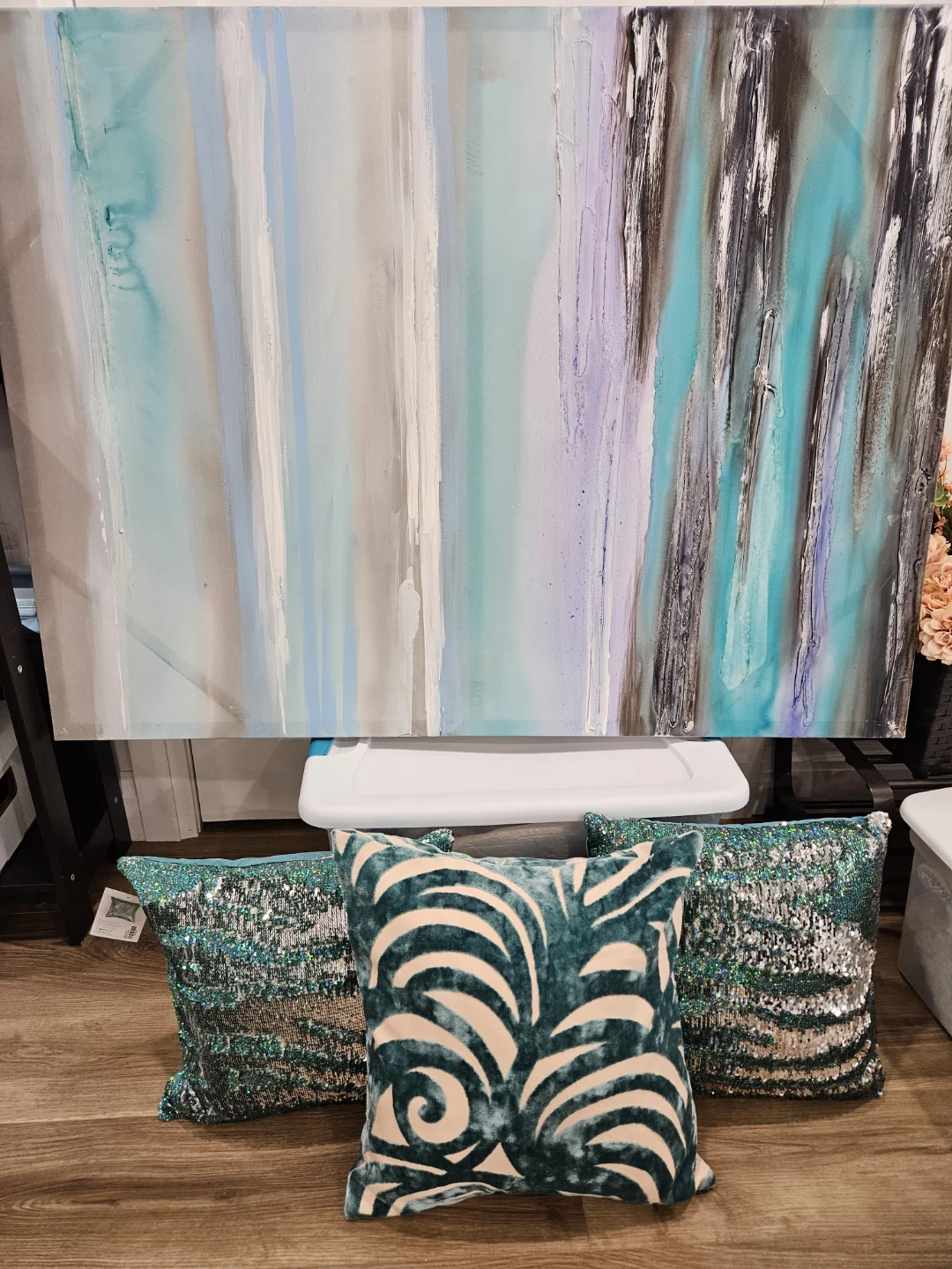 Abstract Wall Art and Decorative Pillows