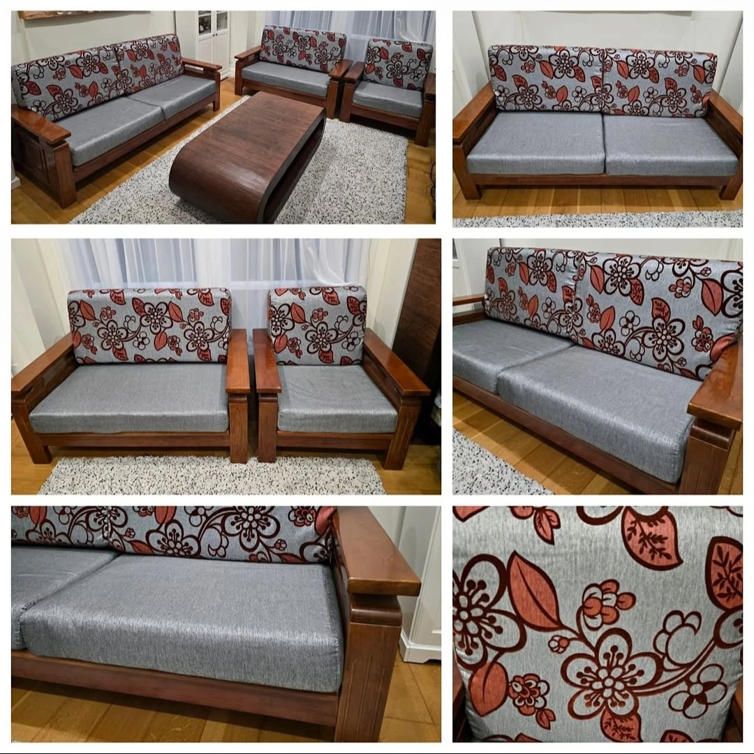 Beautiful sofa set with solid wood frames