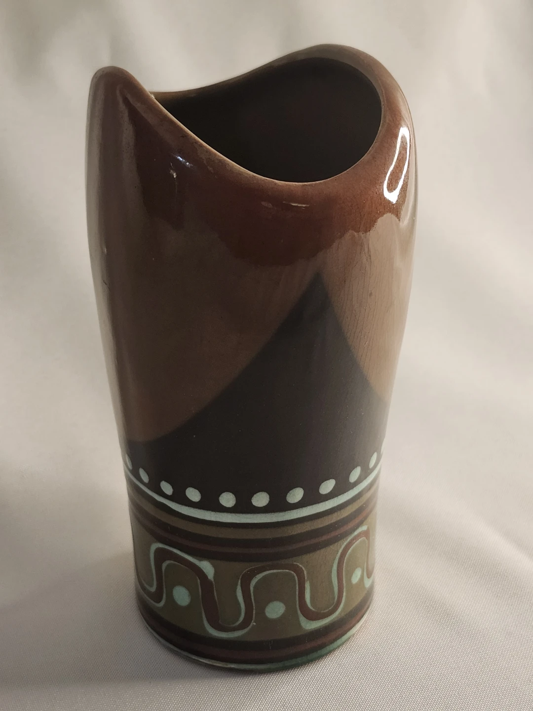 Vintage Ukrainian Vasylkiv Majolica Pottery Vase MCM - photo 4