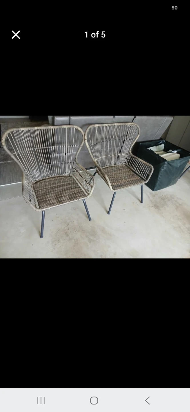 Wicker Patio Chair Set with Ottomans and Cushions