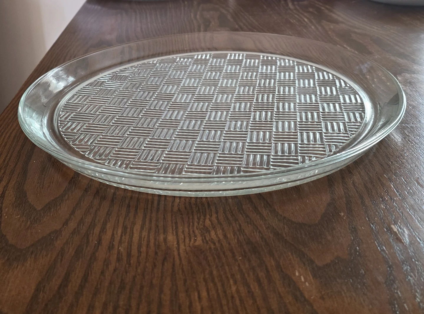Clear Glass Serving Platter with Woven Pattern - photo 2