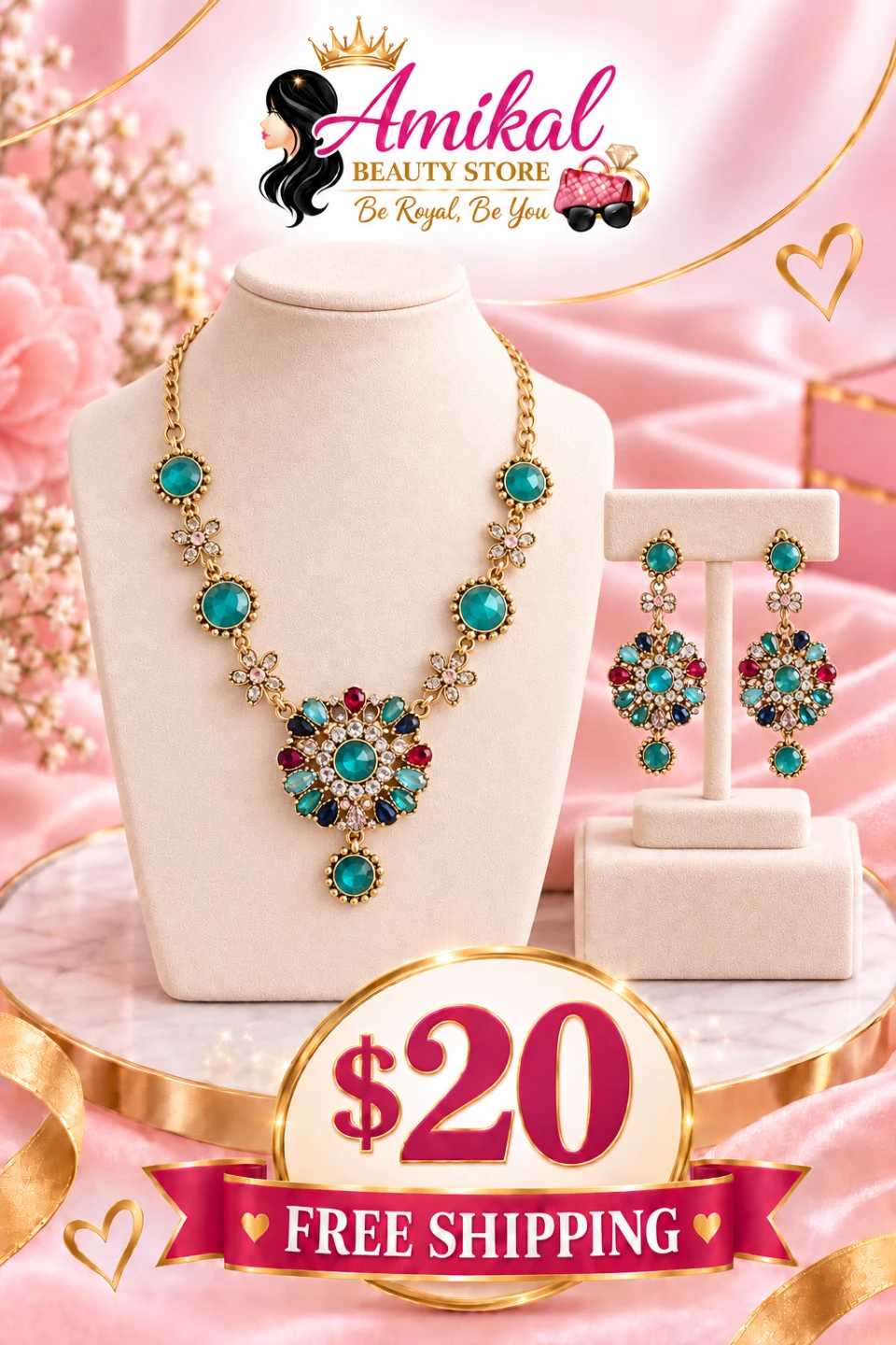 Amikal Beauty Store Necklace and Earring Jewelry Set