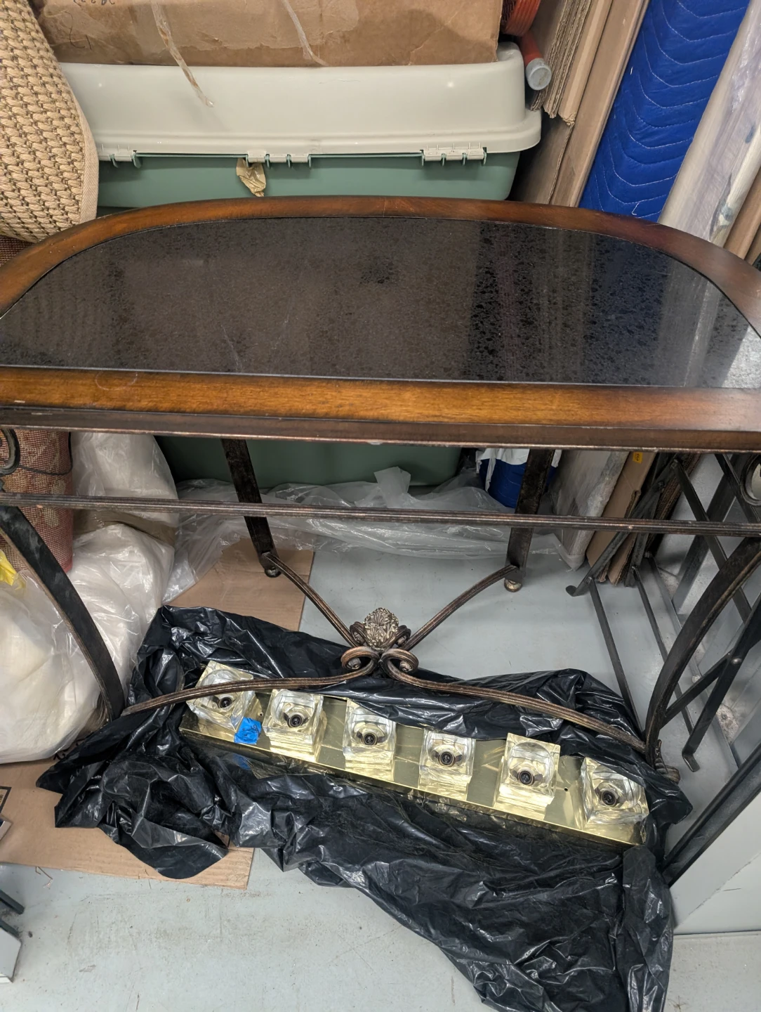 Half-Moon Console Table with Granite Top