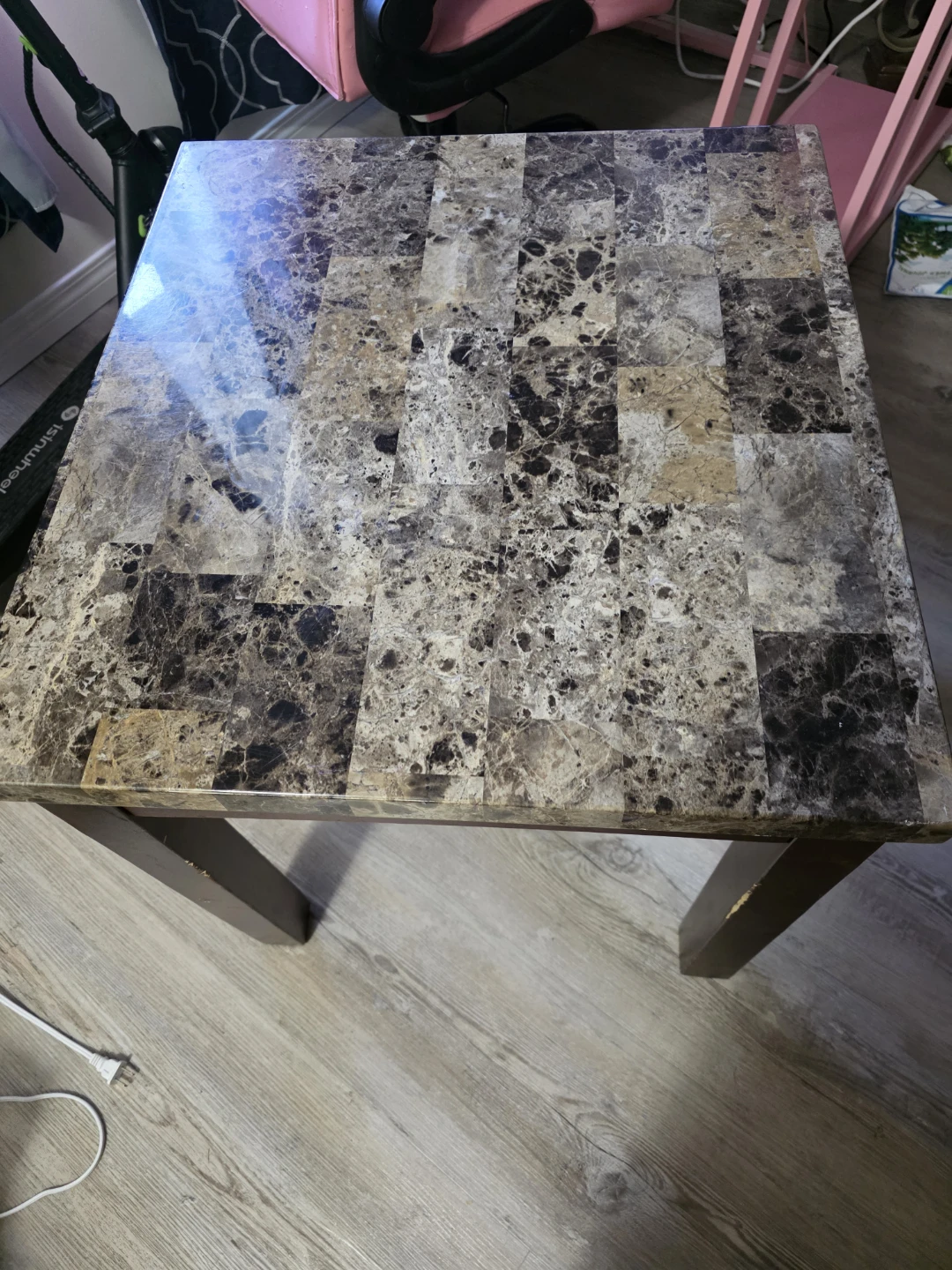 Faux Marble Top Side Table