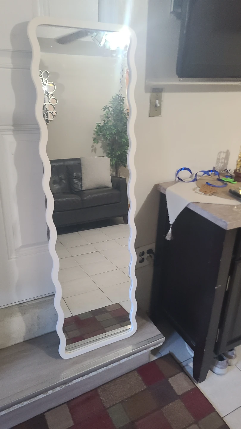 White Wavy Full Length Floor Mirror