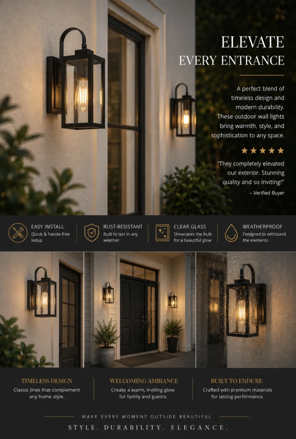 2 New Outdoor Motion Sensor Dusk-to-Dawn Wall Light - photo 4