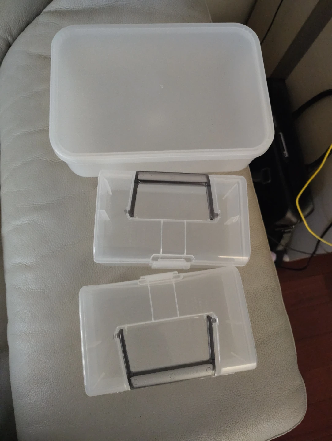 Assorted Clear Plastic Storage Bins