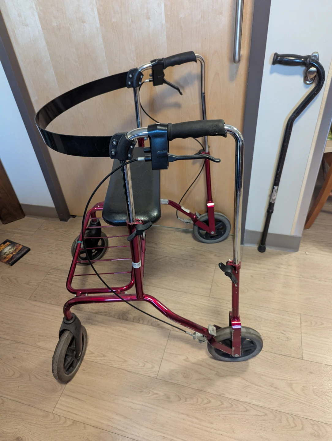 Red Four-Wheel Mobility Walker