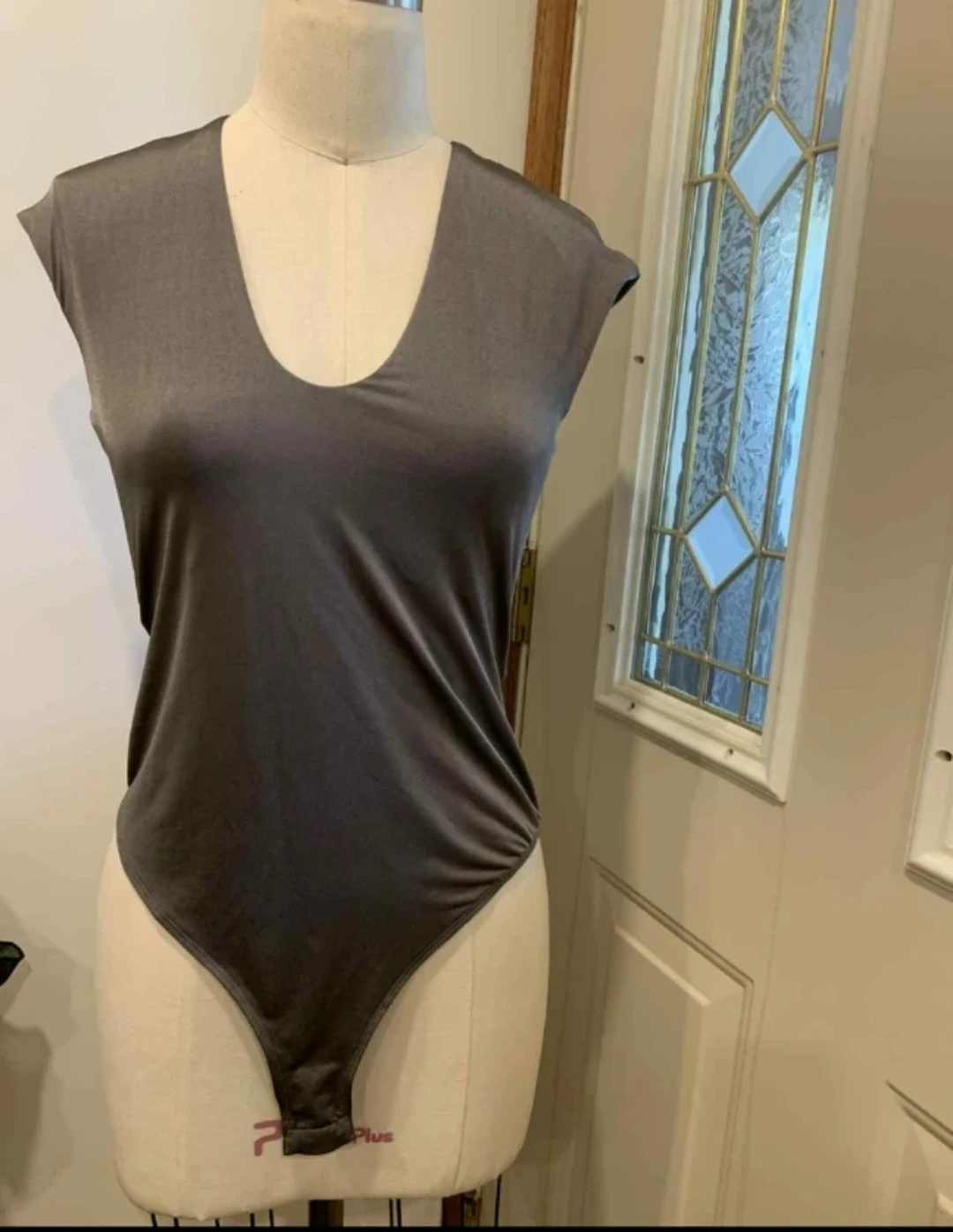 Grey Cap Sleeve Bodysuit Size Med