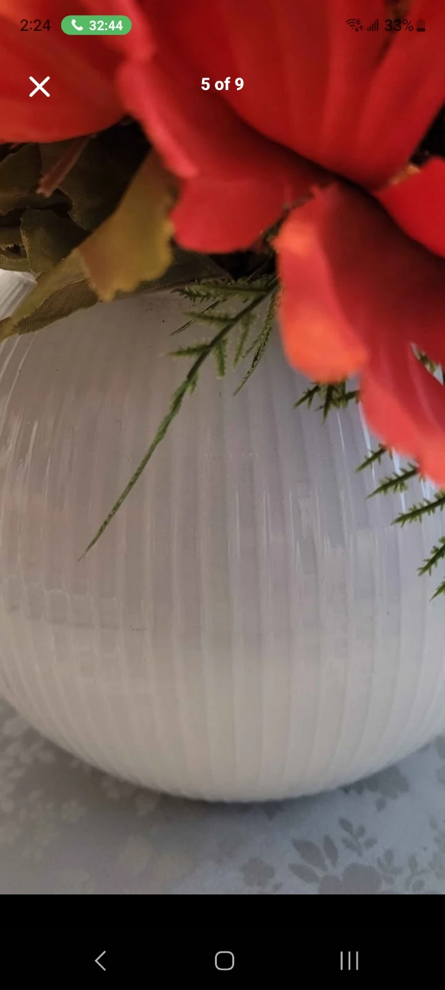 Artificial Flower Arrangement in White Glass Vase - photo 5