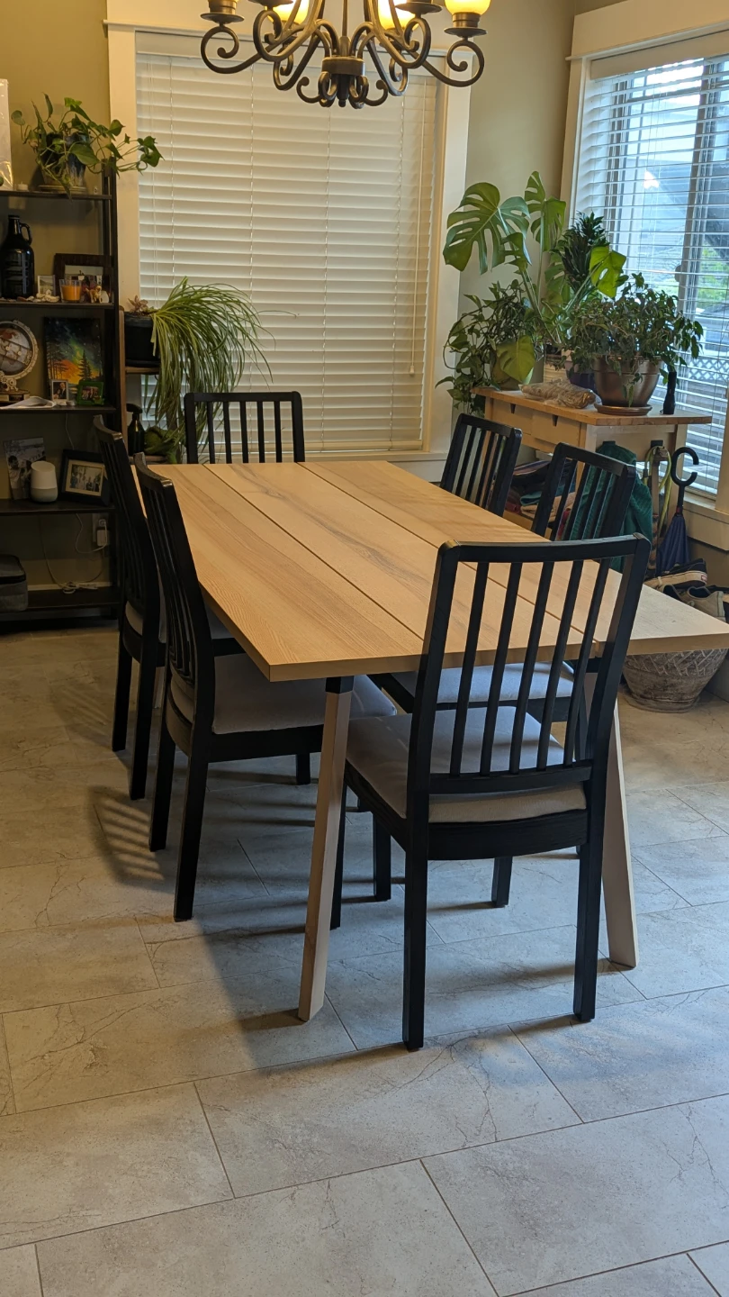 IKEA Ypperlig Dining Table (Ash wood) & 6 Chairs (black)