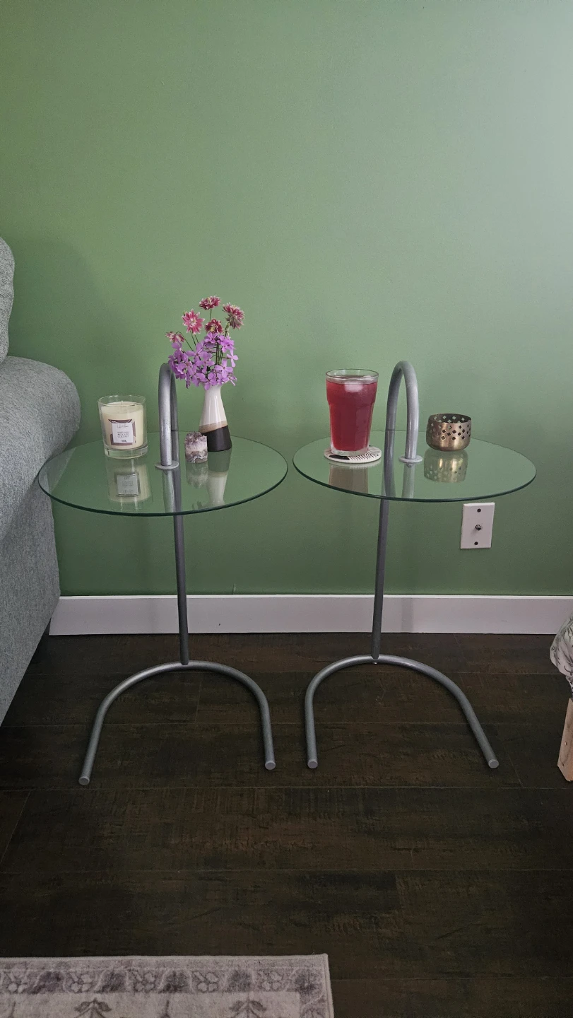 Set of Ikea Ry glass side tables