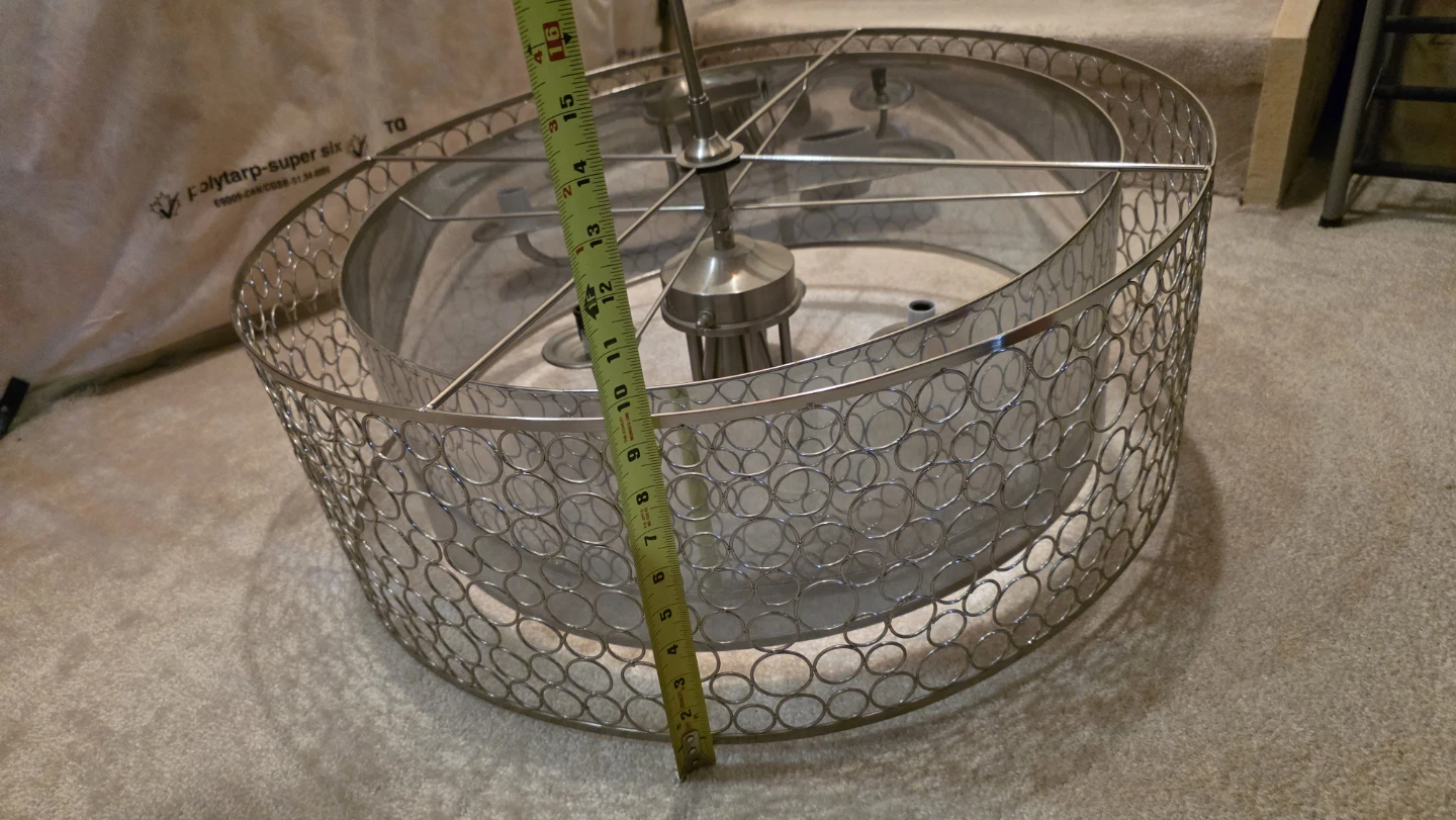 Modern Silver Metal Drum Chandelier - photo 5