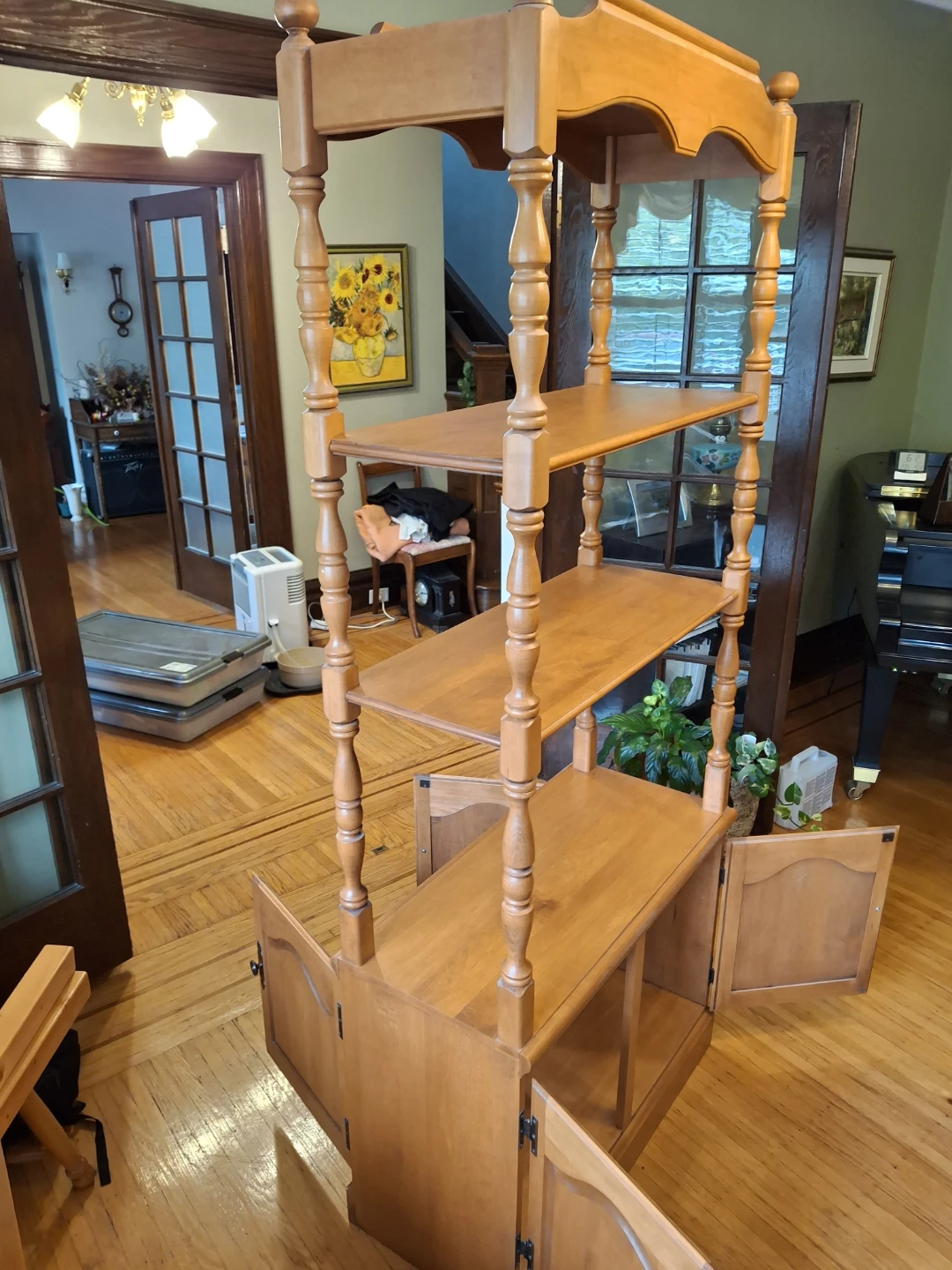 Vintage Wooden Shelving Unit with Cabinet - photo 4