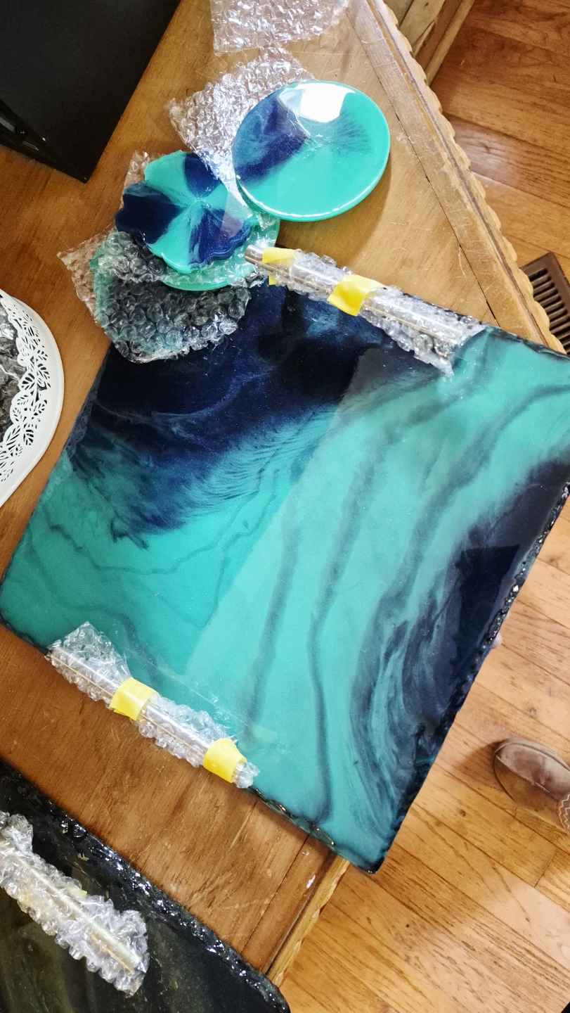 Resin Serving Tray with Coasters - photo 3
