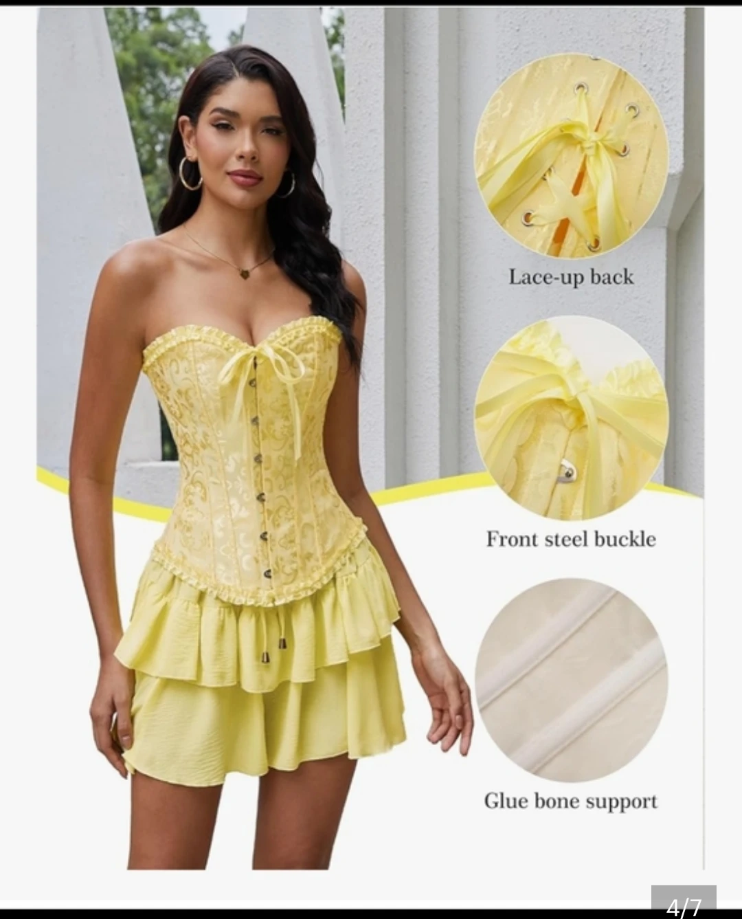 🏈New Yellow brocade corset top - photo 3