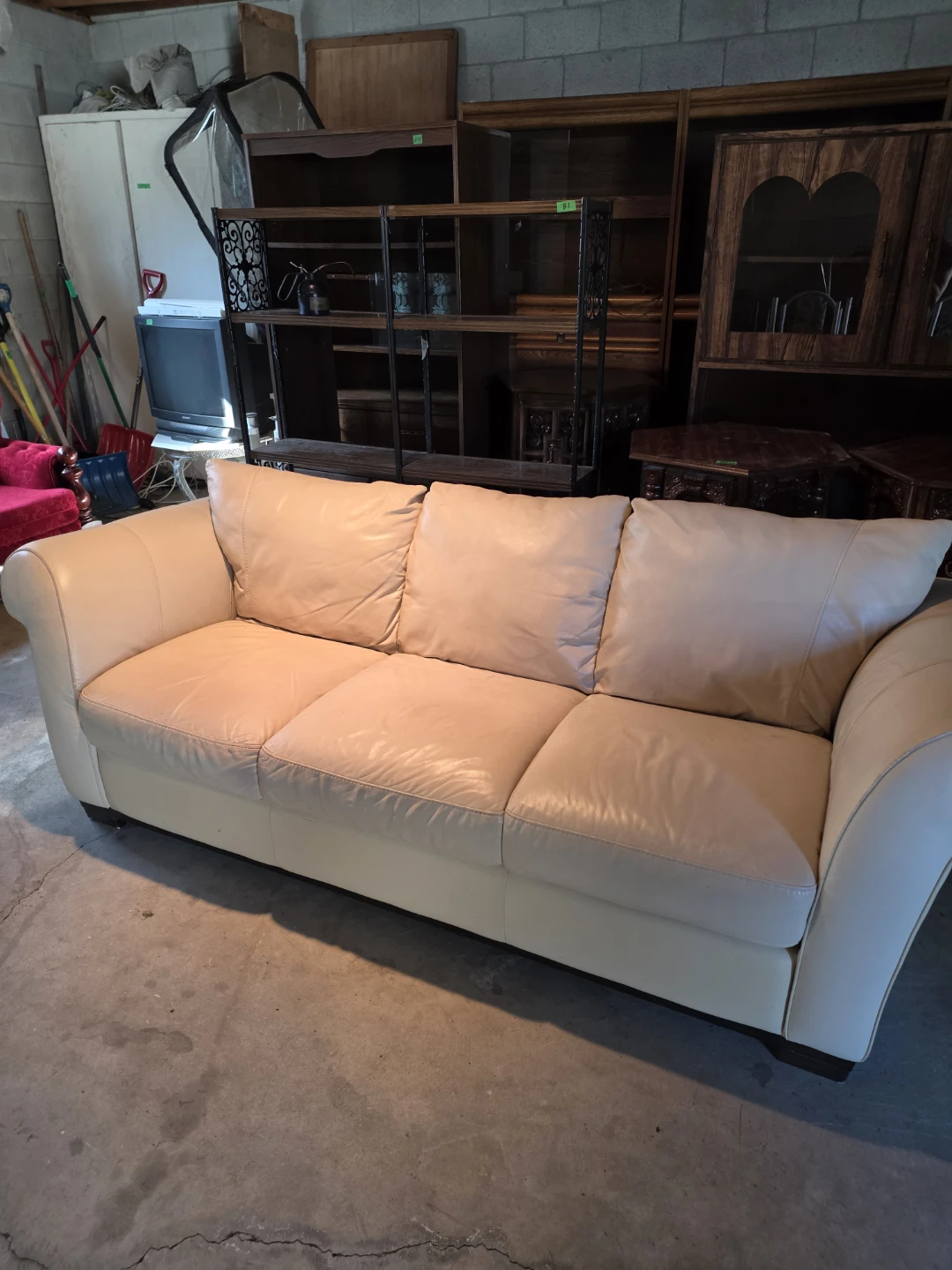 Cream leather sofa