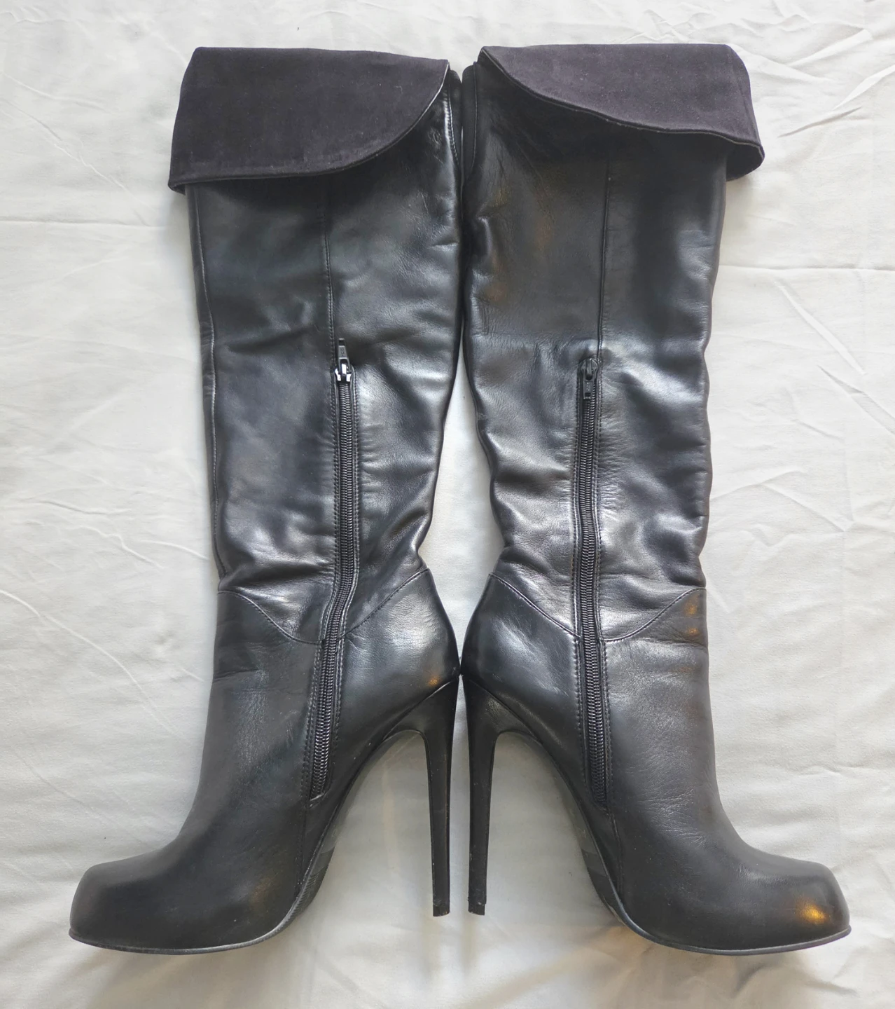 Black Leather Over-the-Knee Boots - photo 2