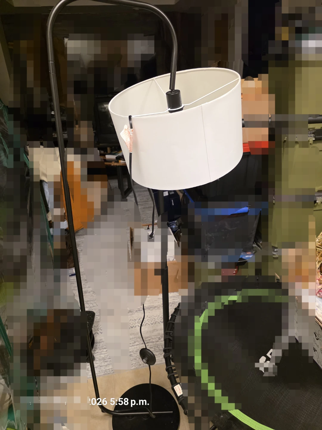 Black Floor Lamp with White Drum Shade