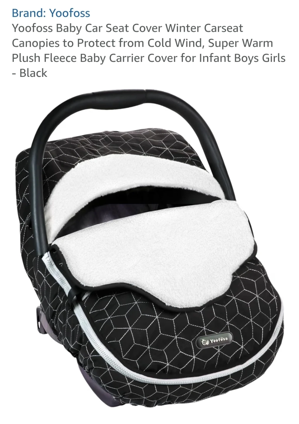 Baby Car Seat Cover - Black Quilted Winter Canopy - photo 3