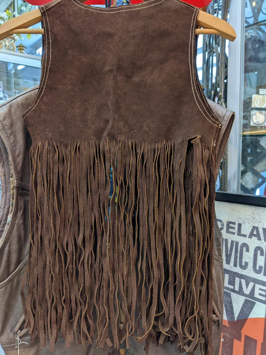 Vintage Woodstock Brown Suede Fringe Vest - photo 2