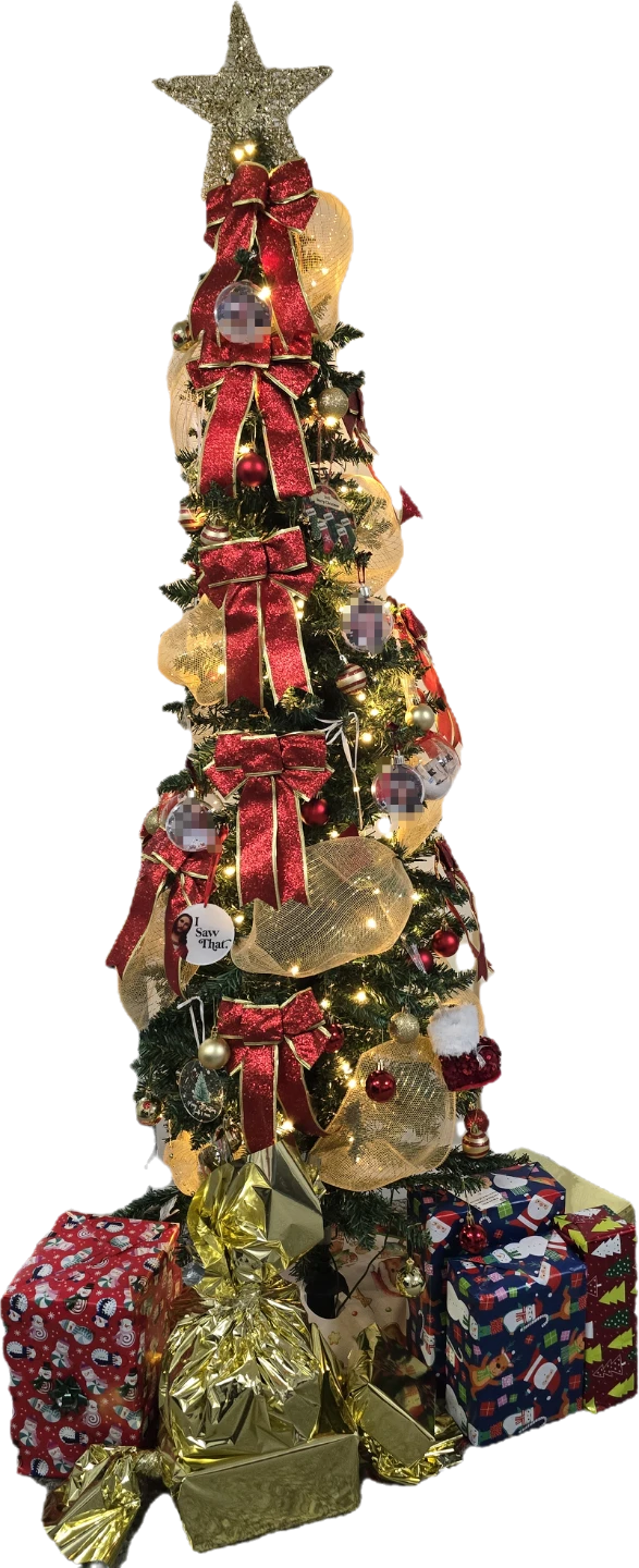 Artificial Christmas Tree with lights + decorations