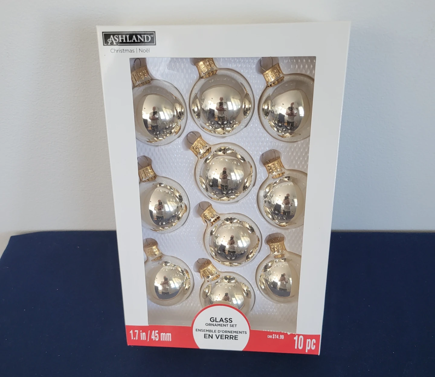 Ashland Glass Christmas Ornament Set 10pc