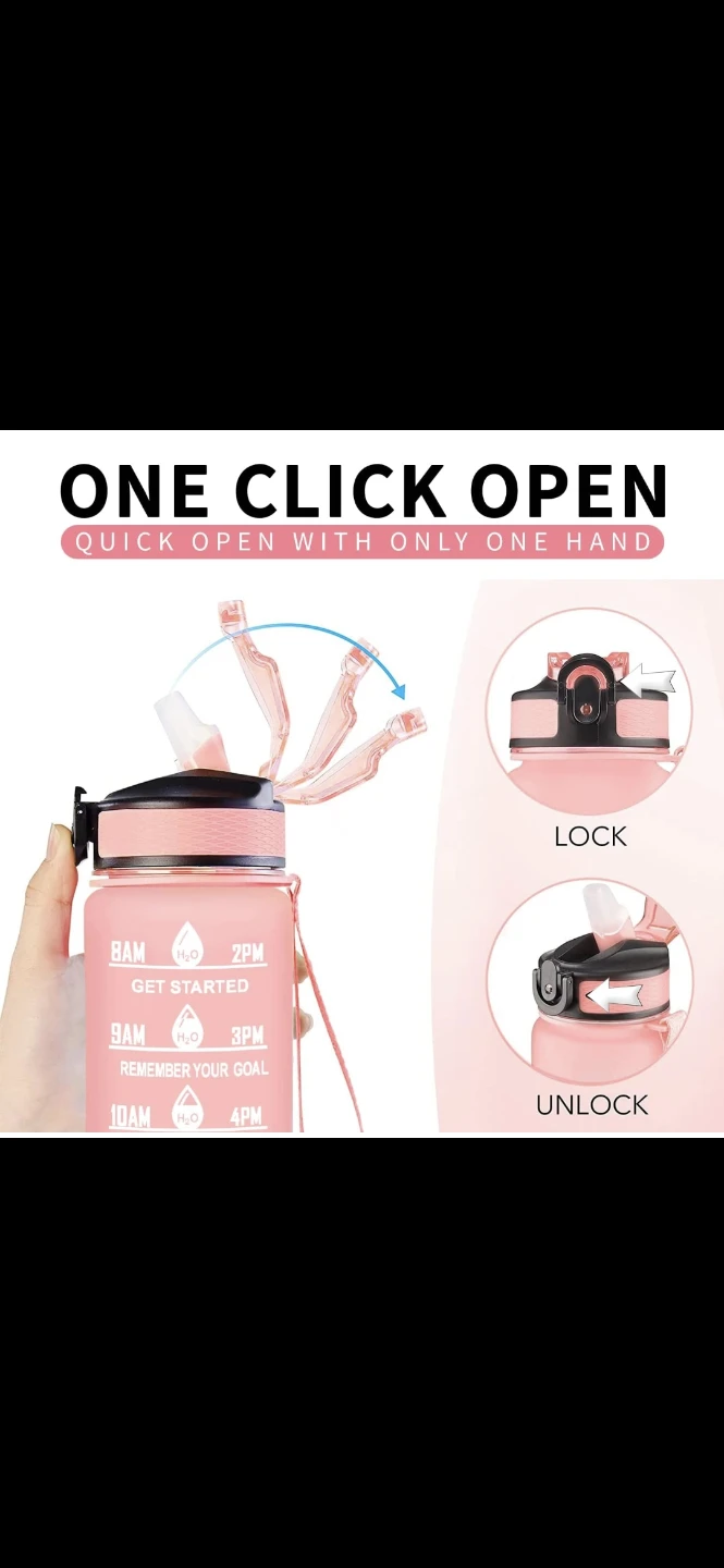 Water Bottle with Straw and Time Marker - photo 4