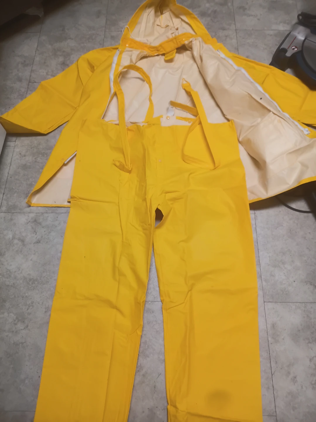 Yellow Rain Suit and Fishing Tackle Set