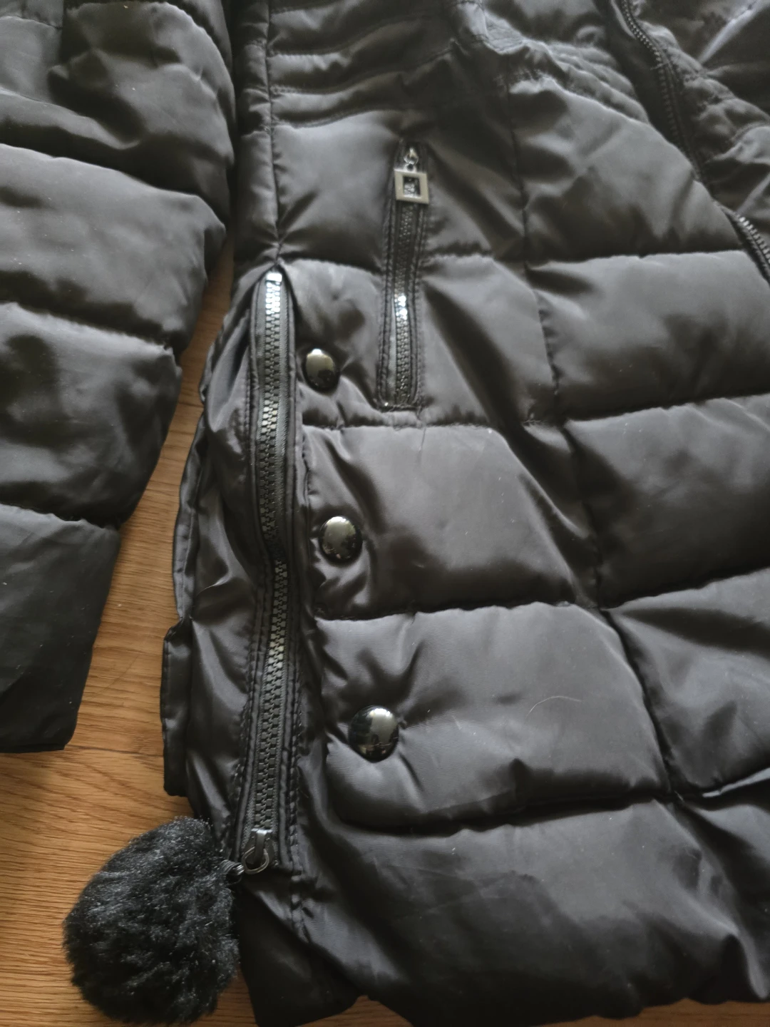 Black Puffer Winter Jacket with Hood - photo 2