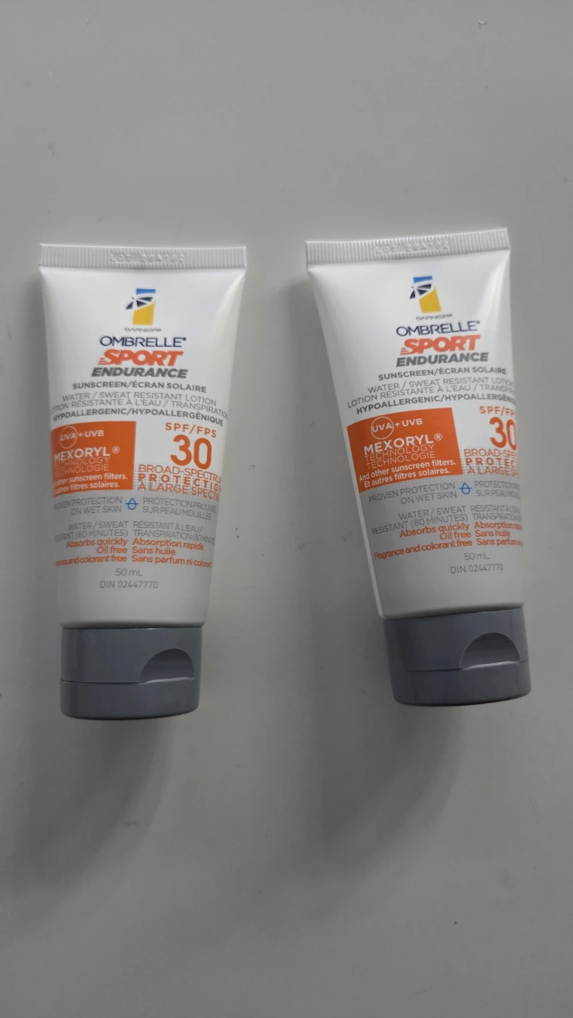 2 Tubes Garnier Ombrelle Sport Endurance Sunscreen SPF 30