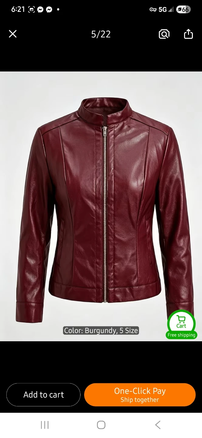 NEW Burgundy Faux Leather Jacket