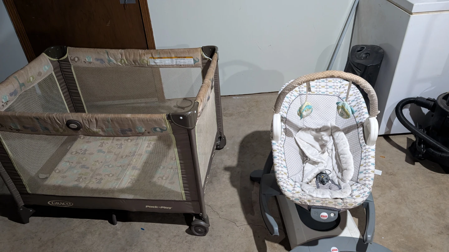 Graco Pack 'n Play and Fisher-Price Baby glider