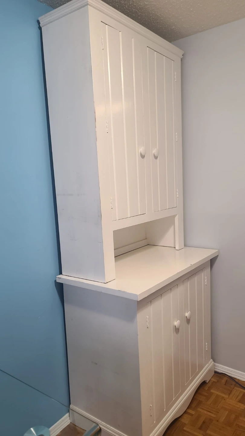 White Hutch with Cabinet Storage