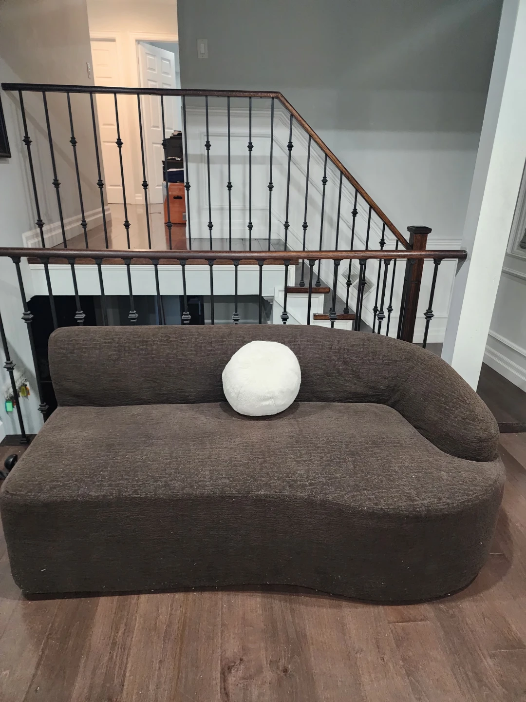 Brown Curved Sofa - photo 2