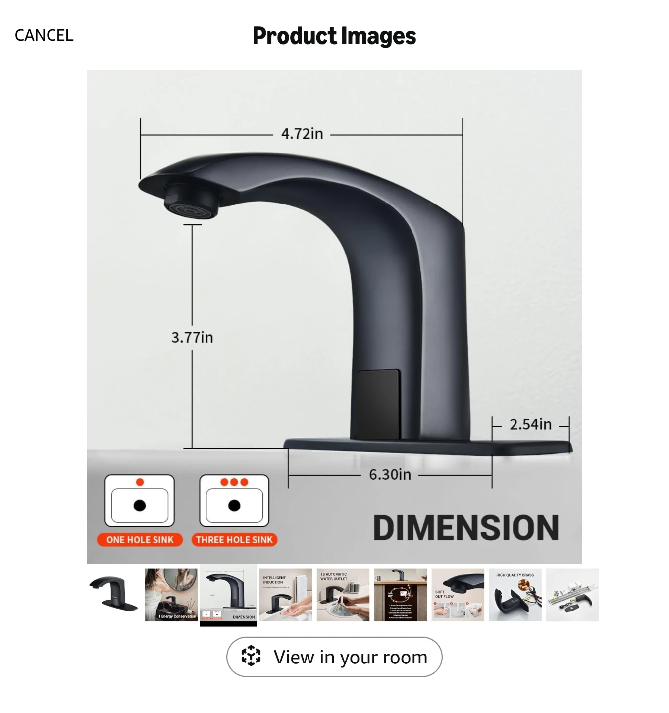 BODQEMR Automatic Motion Sensor Bathroom Faucet - photo 3