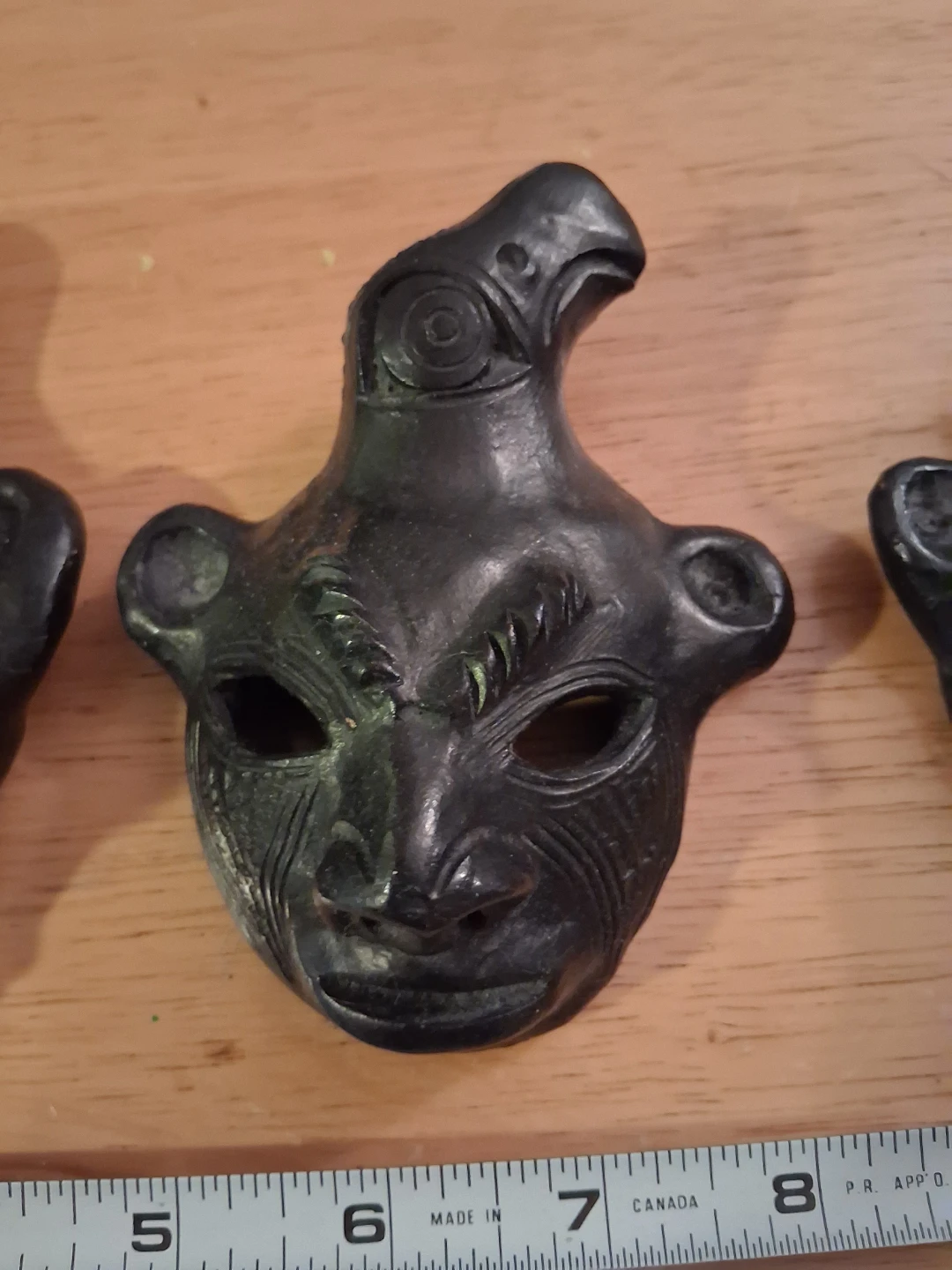 Set of 3 small decorative carved masks - photo 4