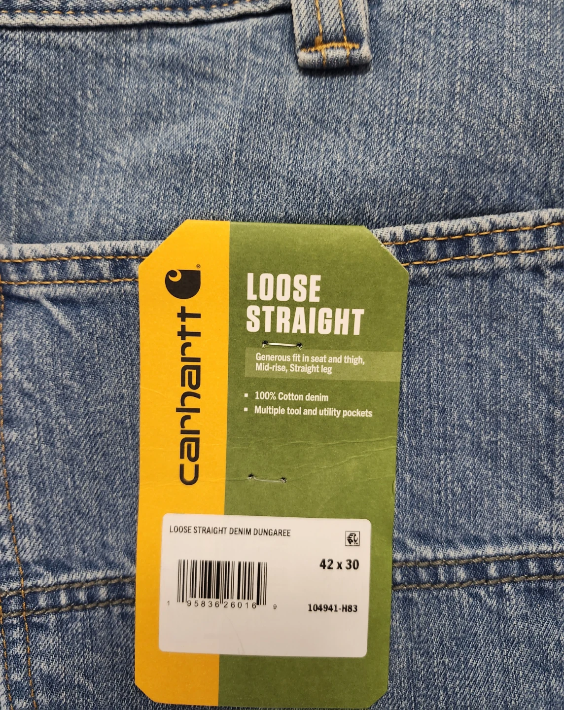 Carhartt Loose Straight Denim Dungarees 42x30 - photo 2