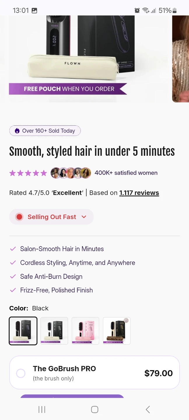 FLOWN GoBrush Pro - Cordless Hair Straightening Brush - photo 3