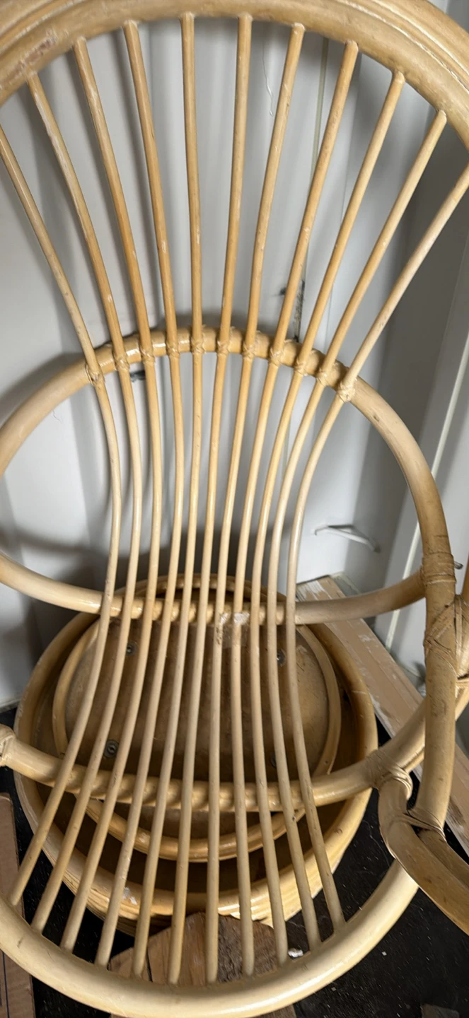 Vintage Rattan Swivel Chair - photo 2