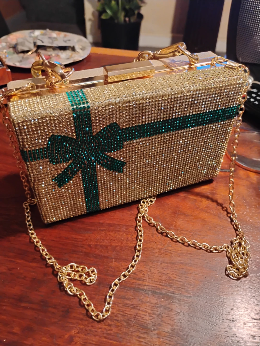 Rhinestone Gift Box Clutch Bag - photo 3