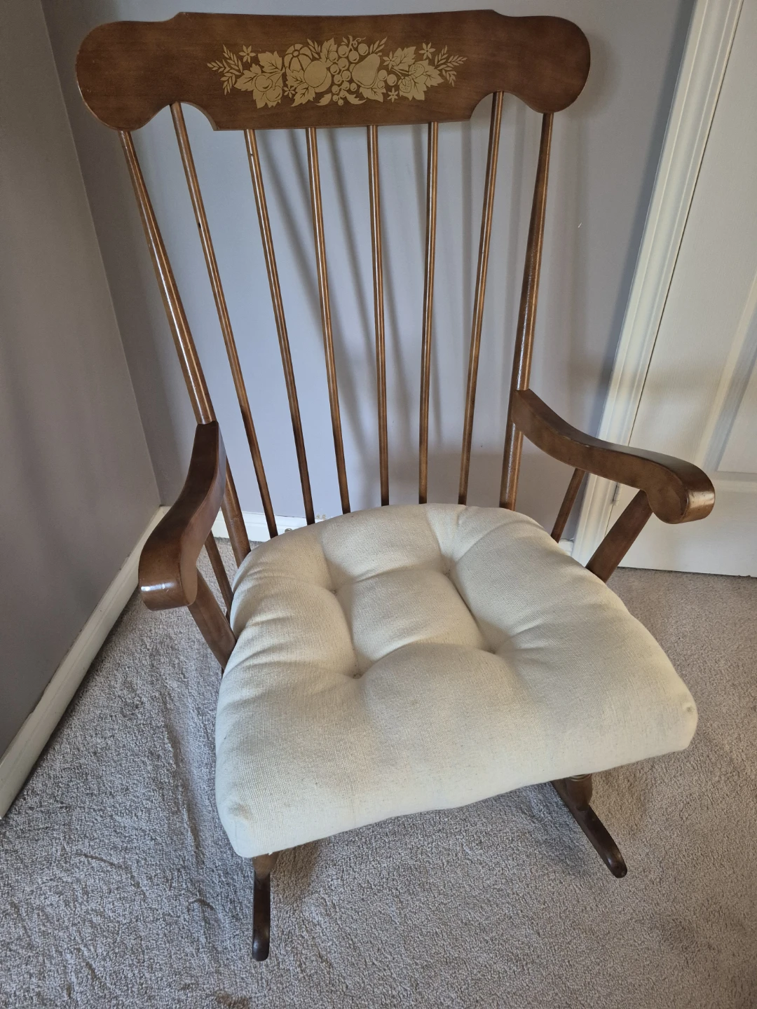 Wooden Rocking Chair with Floral Decal - photo 5
