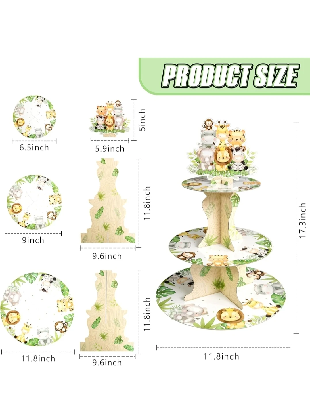 Jungle Animal Themed 3-Tier Cupcake Stand - photo 3