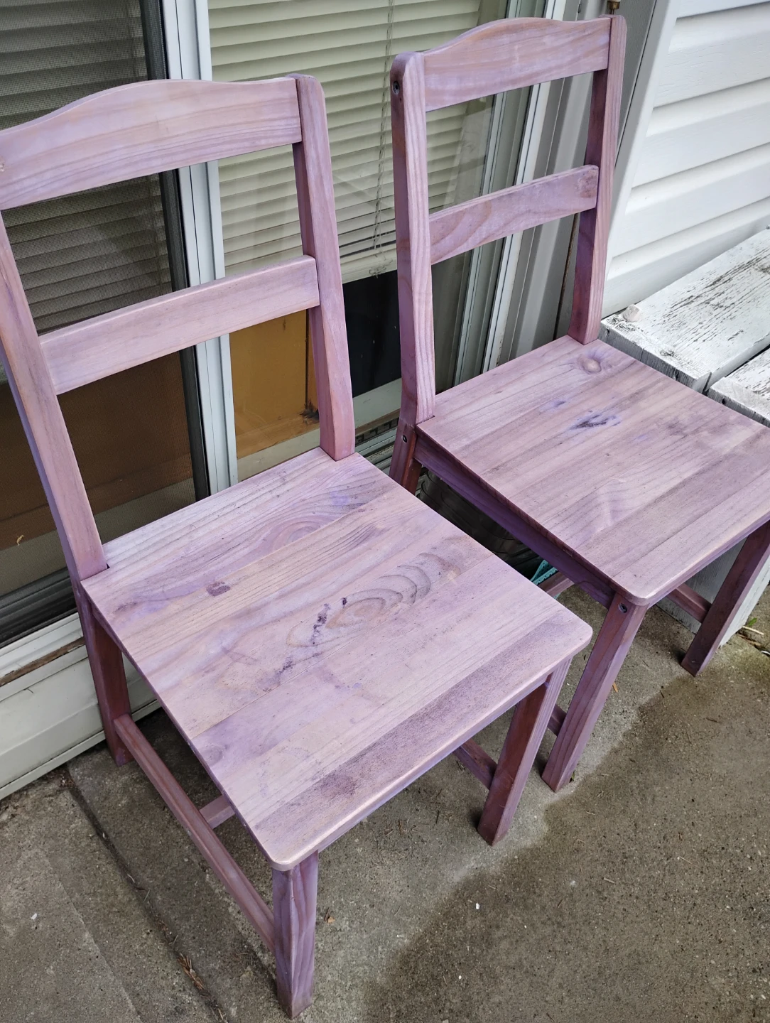 Two Purple Wooden Dining Chairs - photo 2