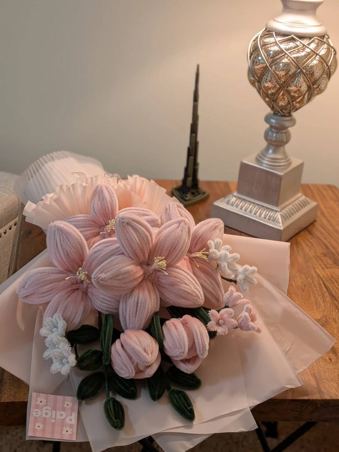 Nush Handmade Pink Pipe Cleaner Flower Bouquet