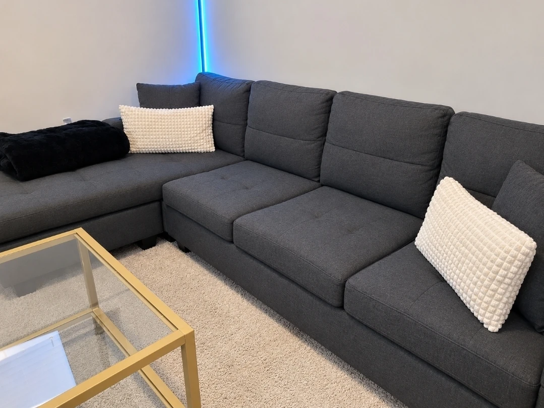Dark Grey Sectional Sofa with Chaise - photo 3