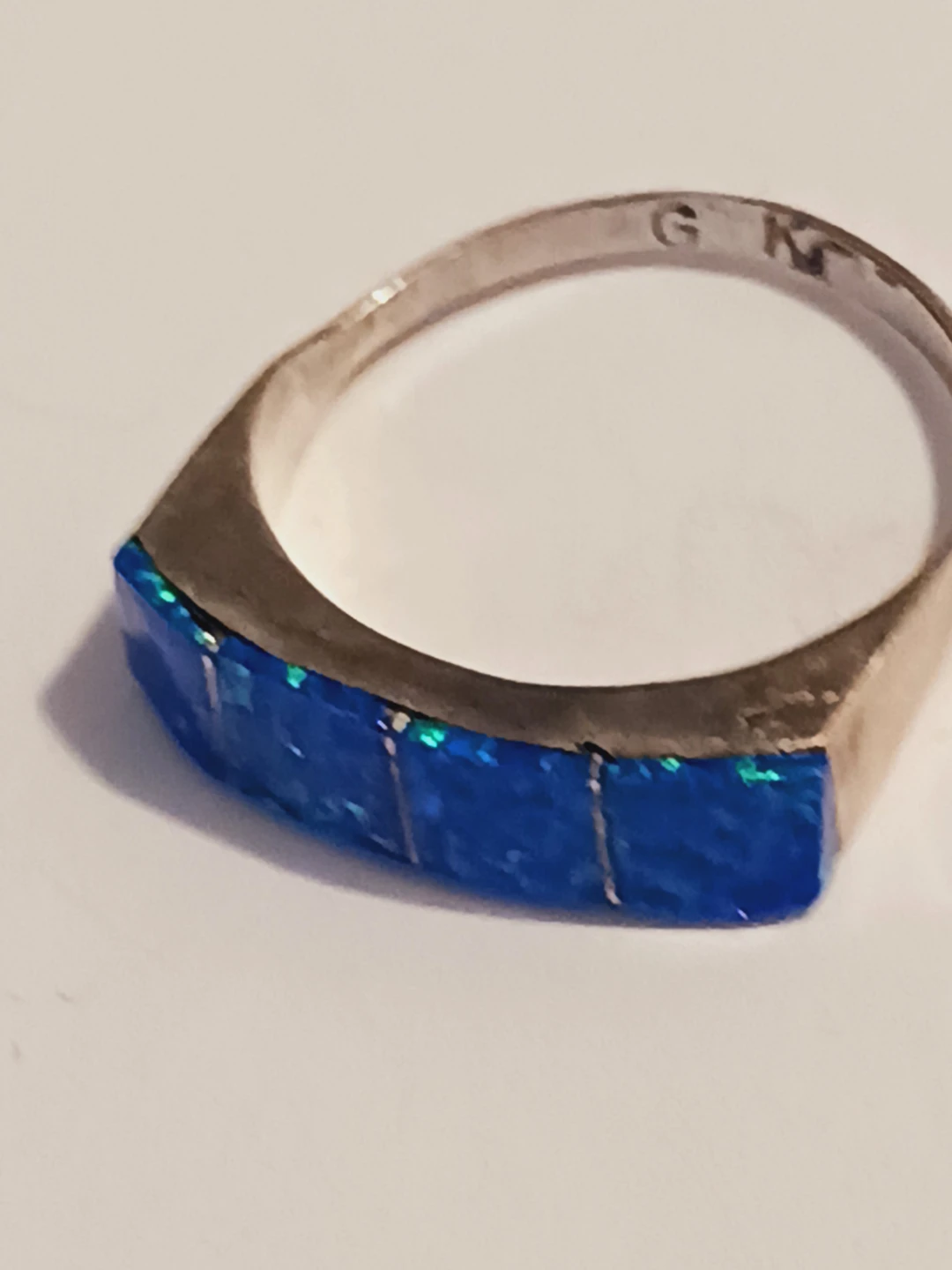 Sterling Silver 925 Australian Opal Stone Ring. 8.