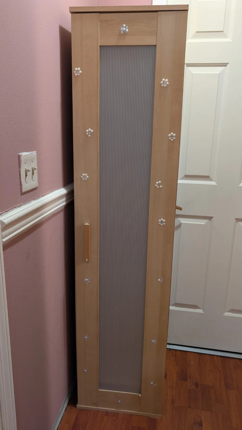 Tall Light Wood Storage Cabinet