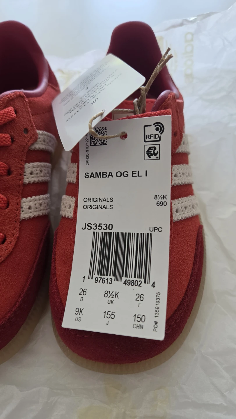 New Adidas Samba OG EL I Toddler Shoes - Red - photo 3